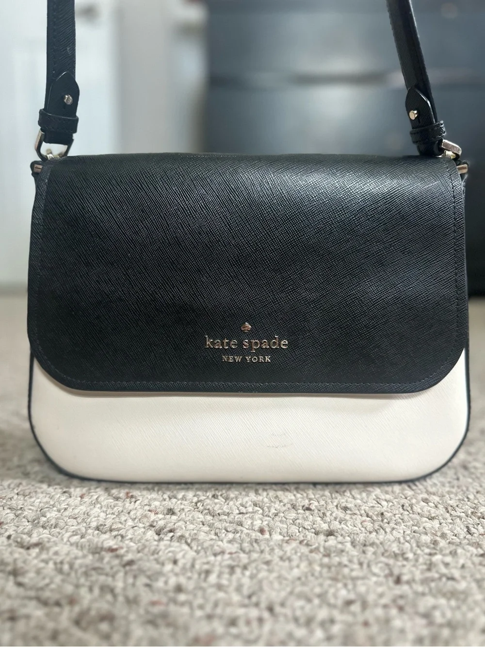 Kate Spade Shoulder Bag Adjustable Crossbody Black & White